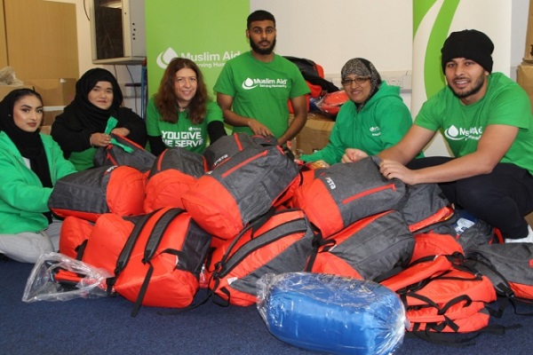Volunteers pack Muslim Aid ‘winter survival’ rucksacks for east London’s rough sleepers