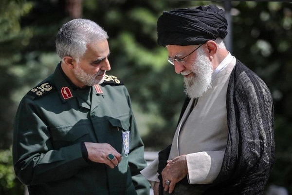 Lt General Qassem Soleimani and Leader of the Islamic Revolution Ayatollah Seyed Ali Khamenei