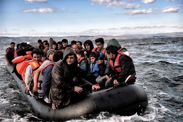Refugees on a boat