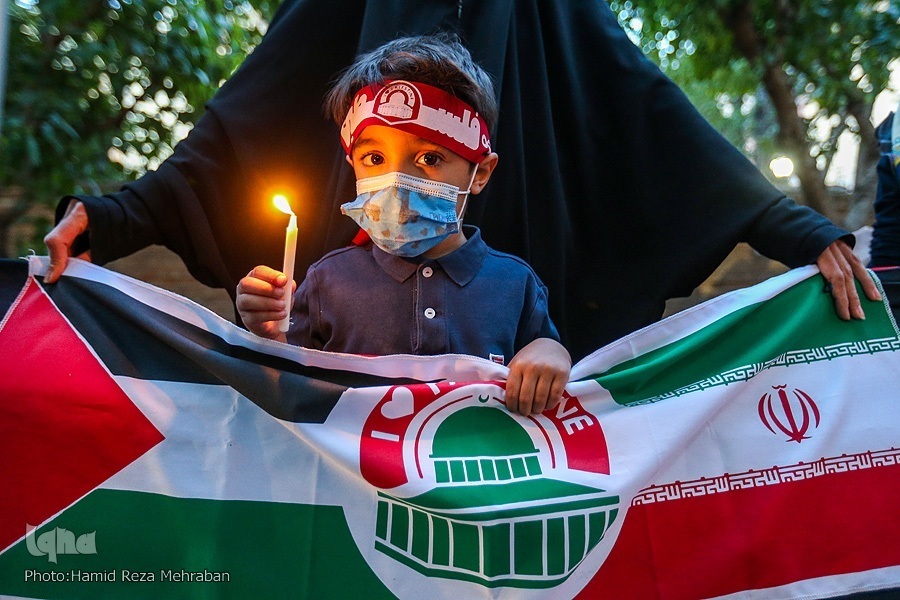 A vigil in front of the Palestinian Embassy in Tehran to condemn the murder of Palestinian journalist Shireen Abu Akleh by Israeli forces