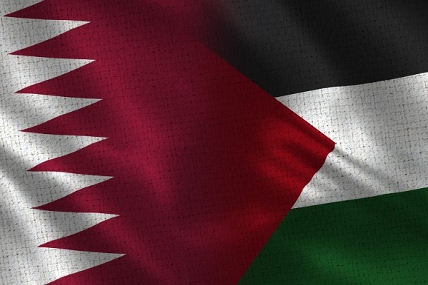 flags of Qatar and Palestine
