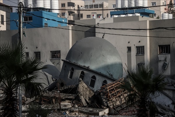Mosque destroyed in Israeli attacks on Gaza