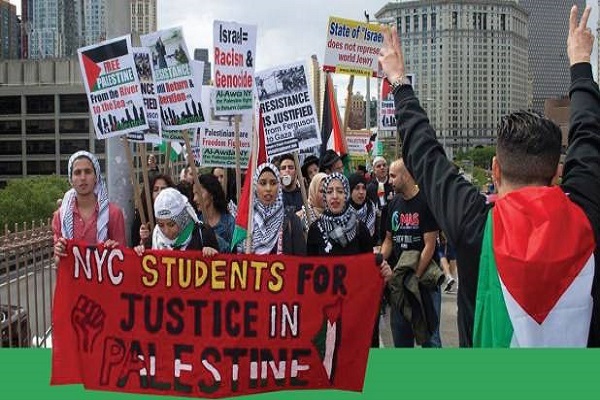 Pro-Palestine advocacy group Students for Justice in Palestine (SJP) holds a rally