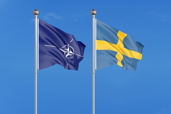 Flags of NATO and Sweden