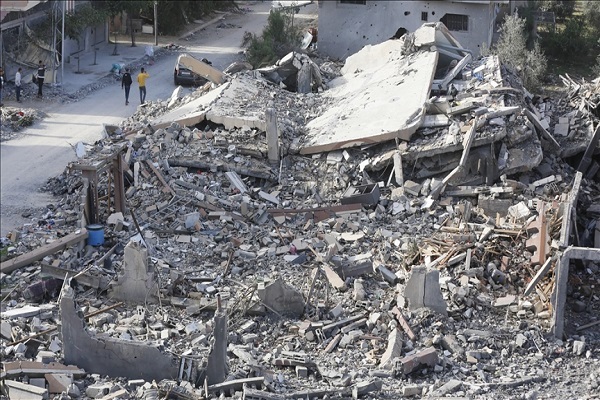 A mosque in southern Gaza destroyed by Israeli regime warplanes