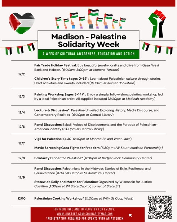Palestine Solidarity Week in Wisconsin Features Various Programs