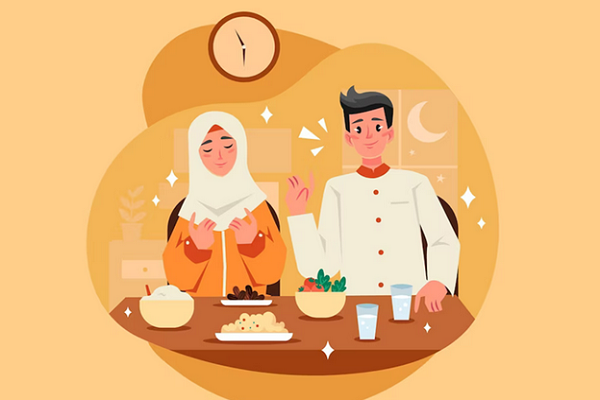 Couple breaking their fast