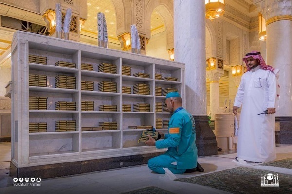 Mecca Grand Mosque book shelves