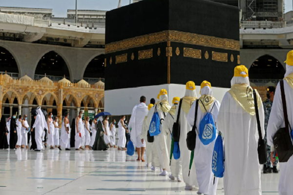 Hajj pilgrims at Grand Mosque in Mecca