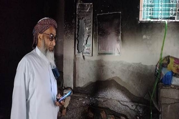 A mosque vandalized in India