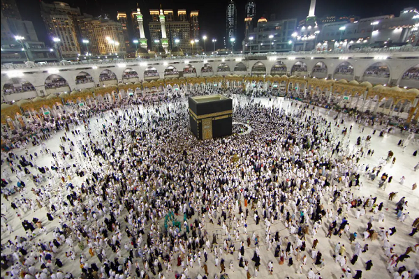 Pilgrims in Mecca Grand Mosque