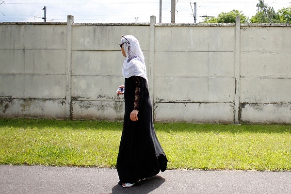 A Muslim woman wearing an abaya