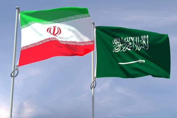 Flags of Iran and Saudi Arabia