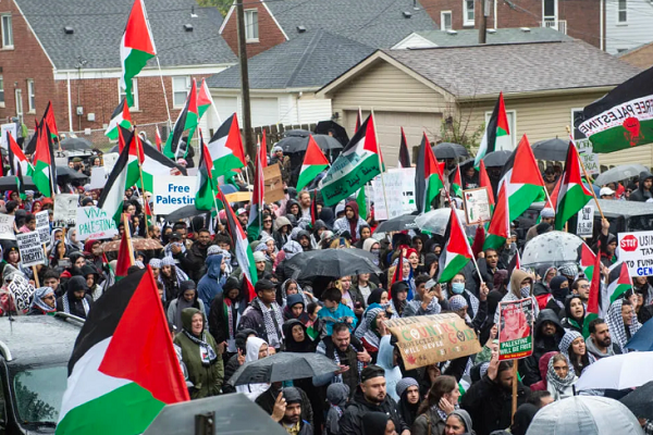 A pro-Palestine rally in the US