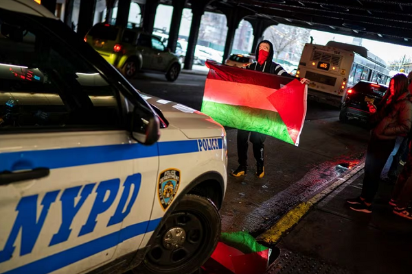 A pro-Palestine demonstrator in New York City