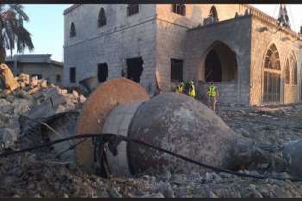 A historic old mosque in the center of the town of Kfar Tibnit, southern Lebanon, was completely destroyed in an Israeli bombing on October 13, 2024.