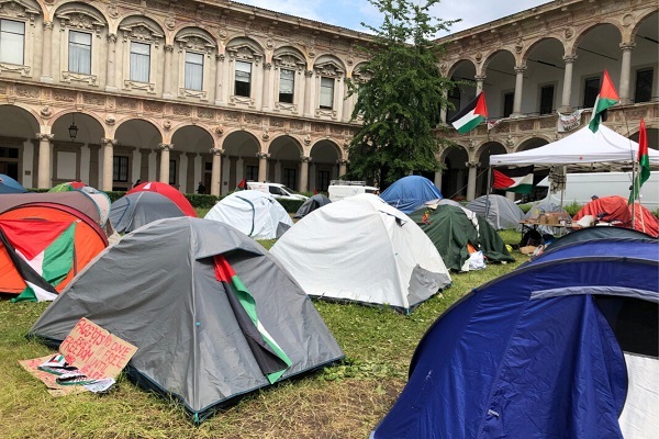 Encampment at an Italian university in protest at ties with Israel