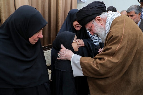Leader of the Islamic Revolution Ayatollah Seyed Ali Khamenei on October 23, 2024 received the families of martyrs Masoumeh Karbasi and her Lebanese husband, Dr. Reza Awadeh.