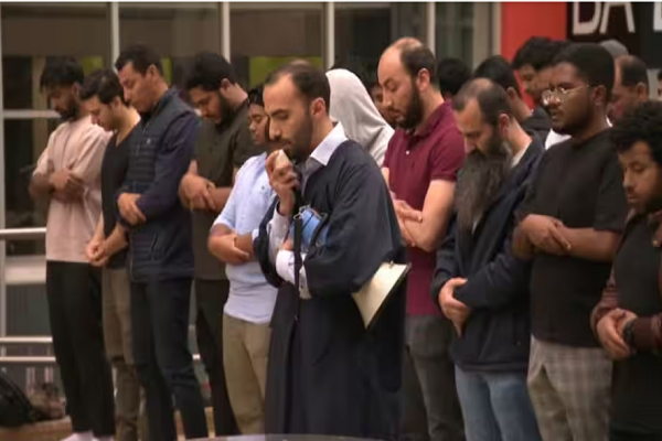 Muslim students saying prayers at Swinburne University of Technology in Melbourne, Australia