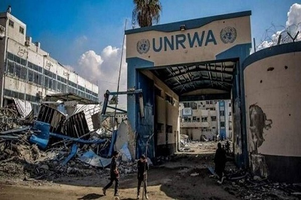 A UN agency for Palestinian refugees (UNRWA) office destroyed in Israeli attacks on Gaza