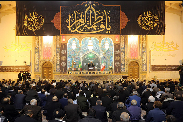 A mourning ceremony at the holy shrine of Hazrat Masoumeh (SA) in Qom, Iran, marking the anniversary of the martyrdom of Hazrat Zahra (SA)