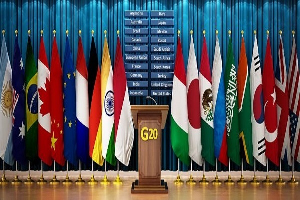 Flags of member states in G20 Summit held in Brazil