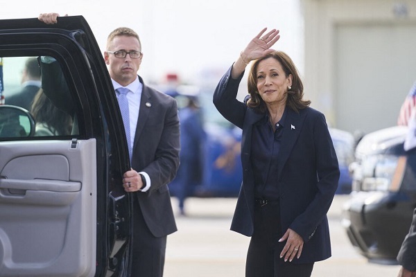 US Vice President and 2024 presidential candidate Kamala Harris
