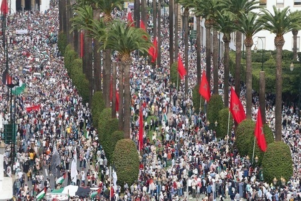 A large demonstration held in Morocco in support of Palestine