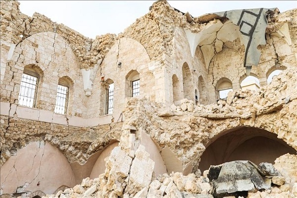Ruins of an archaeological site in Gaza that has been destroyed in Israeli airstrikes