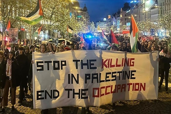 Pro-Palestine rally in the Czech Republic's capital Prague