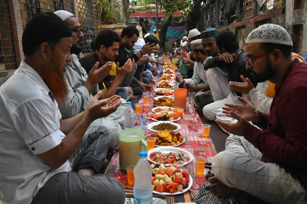 Muslims breaking their fast in the holy month of Ramadan