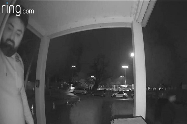 Three male suspects were captured on camera prowling around a mosque before burglarizing a nearby home