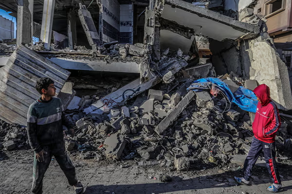 Destruction resulting from Israeli attacks on Rafah, southern Gaza