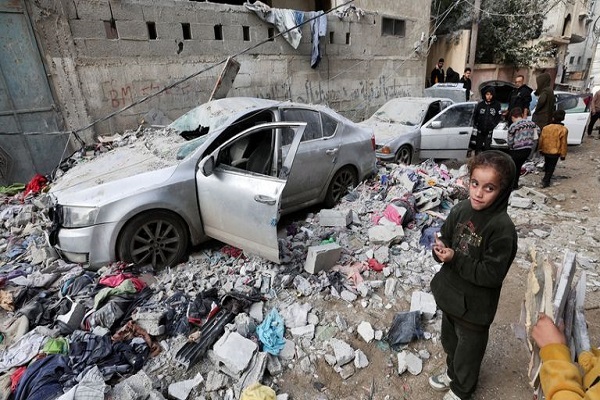 Destruction in Rafah, southern Gaza, as a result of Israeli bombings