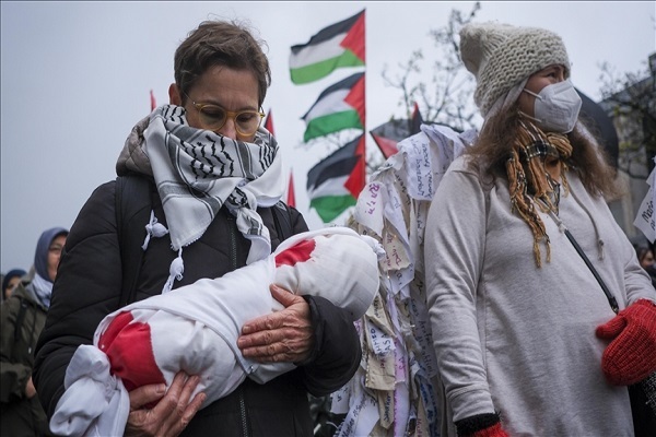 A rally held in Europe in solidarity with Gaza