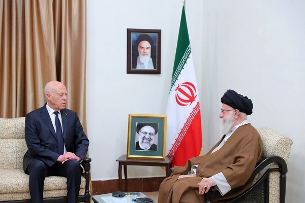 Tunisian President Kais Saied met with Leader of the Islamic Revolution Ayatollah Seyed Ali Khamenei in Tehran on Wednesday, May 22.