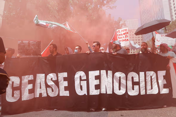 Pro-Palestinian activists call for end to Israeli genocide in Gaza