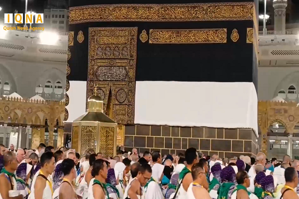 Pilgrims circumambulating the Kaaba in the Mecca Grand Mosque