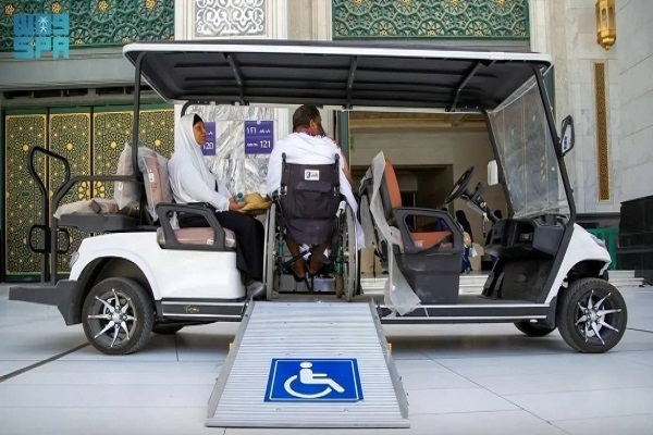 A golf cart used to transport elderly and disabled pilgrims at Mecca holy sites