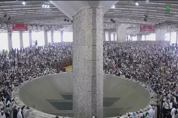 The ritual of Rami al-Jamarat is performed by pilgrims during Hajj