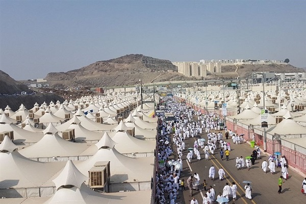 Hajj pilgrims in Mina, near Mecca, during the Days of Tashriq