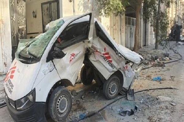An MSF ambulance destroyed in Israeli attacks on Gaza