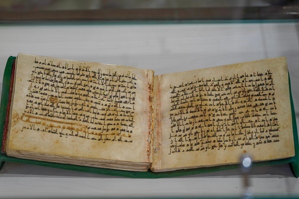A manuscript copy of the Holy Quran on display at an exhibition in Najaf, Iraq.
