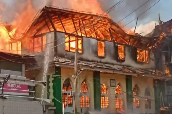 Fire destroys mosque in Srinagar on June 24, 2024
