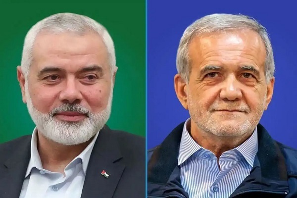 Iran's President-elect Masoud Pezeshkian and Ismail Haniyeh, the head of the political bureau of the Palestinian resistance movement, Hamas, held a telephone conversation on Sunday, July 14
