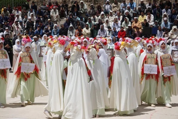 Girls celebrate their graduation at a Quran school in Morocco