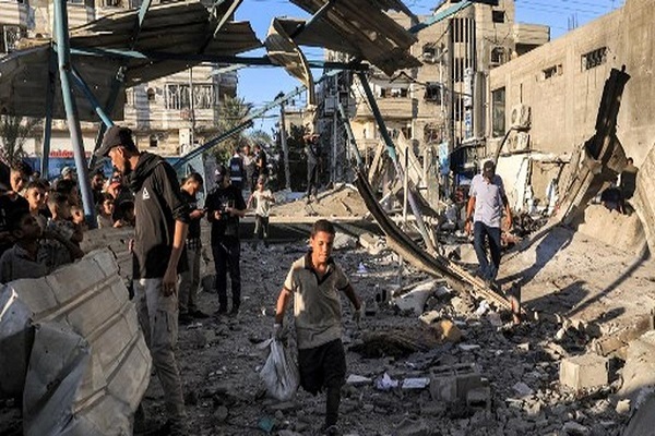 A school destroyed in Israeli airstrikes on Gaza