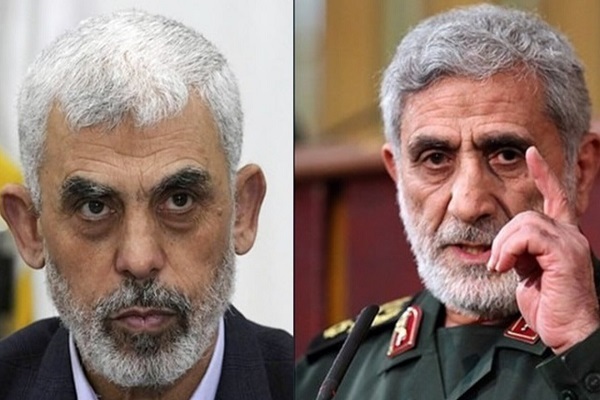 Head of the Palestinian resistance movement Hamas’ political bureau Yahya Sinwar and Commander of the Quds Force of Iran’s Islamic Revolution Guard Corps (IRGC) Brigadier General Esmail Qa’ani