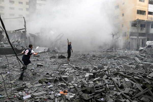 A school destroyed in Israeli airstrikes on Gaza