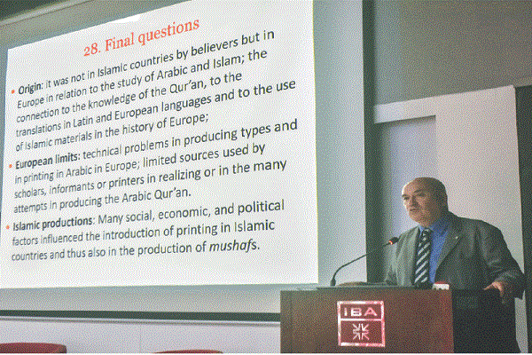 Italian scholar and academic Roberto Tottoli delivered a lecture in Karachi, Pakistan, on September 2, 2024, titled “Printing Holy Texts: The Case of the Quran in Comparative Perspective”.